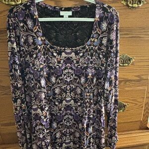 J. Jill Purple Floral Tunic Top